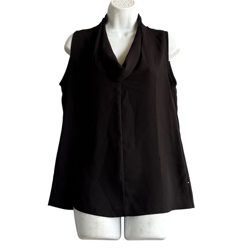 Pearl By LELA ROSE Sleeveless Cowl Neck Top Women's XS Black Blouse Office